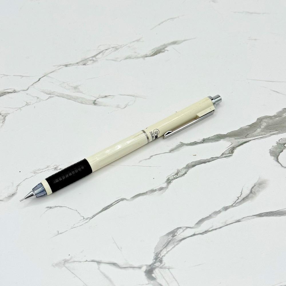 NIJI Grip 350 0.5mm Double Knock Mechanical Pencil Vtg Japan Off White w/Lead